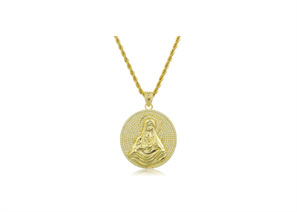 Virgin Mary Religious Pendant with CZ's